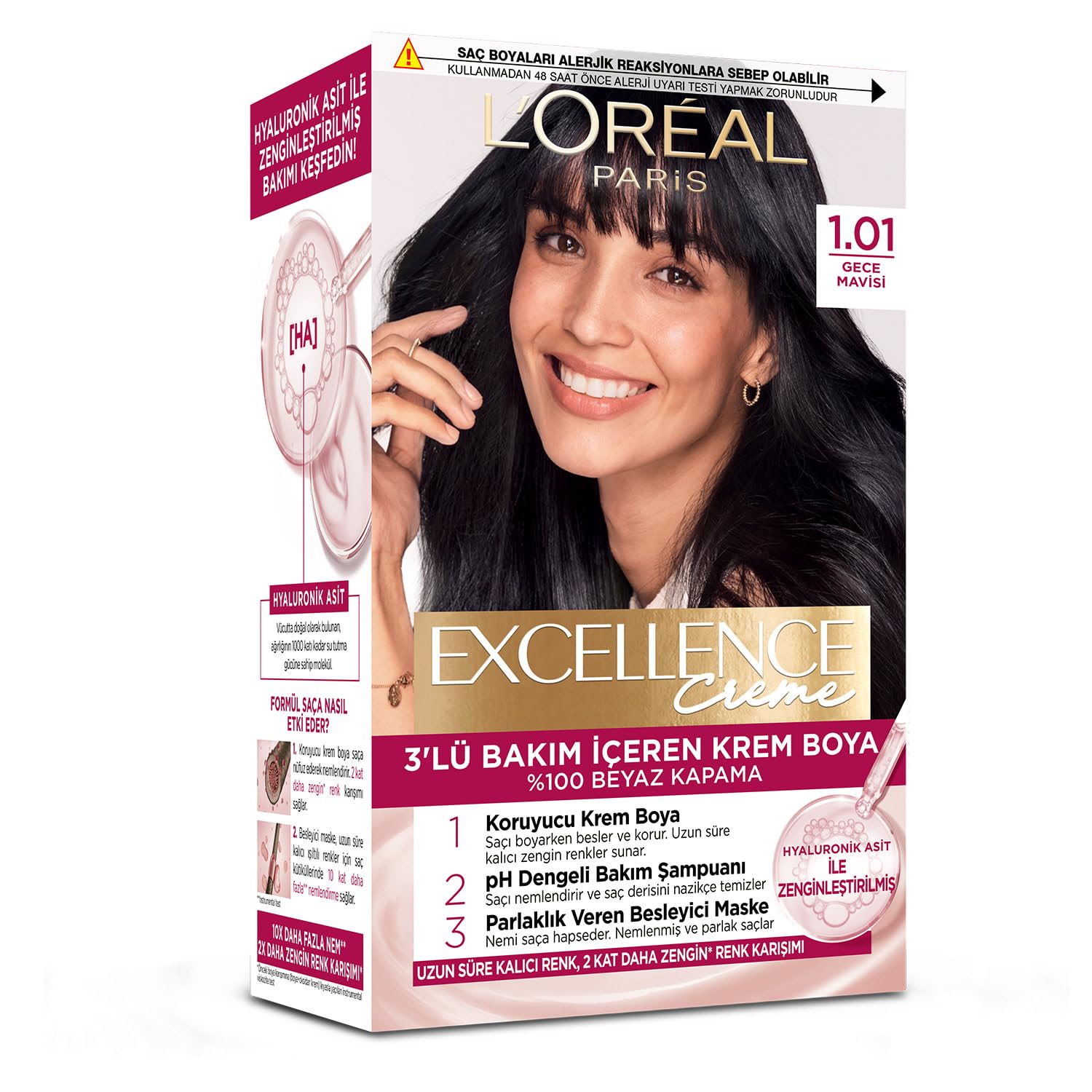L'ORÉAL PARIS Excellence Creme 1.01 Derin Siyah Saç Boyası