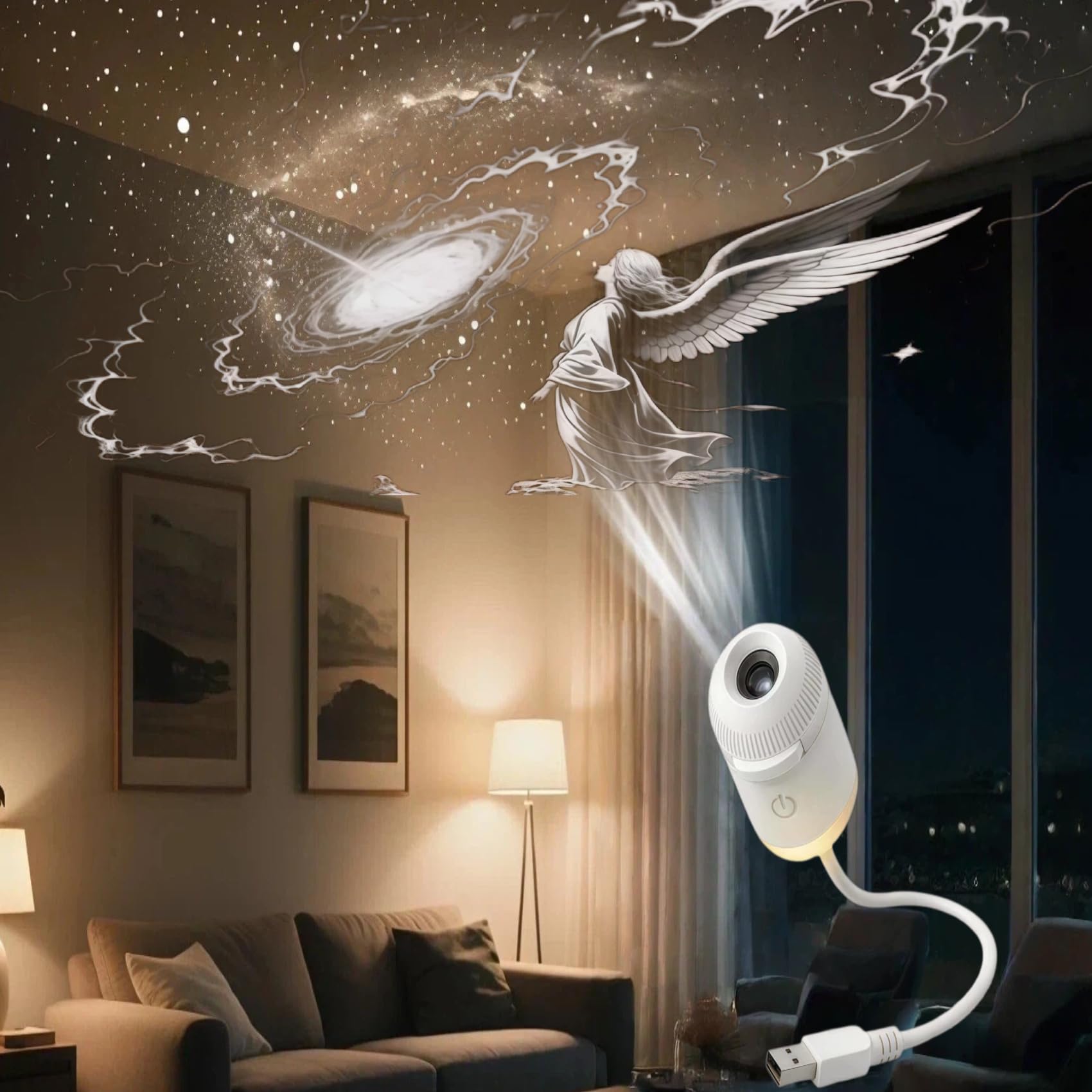 HD Smart Dynamic 5D Holographic Night Light Projector, 2026 New plug and play hd star projector, 360 holographic night light with Projections Films (3)