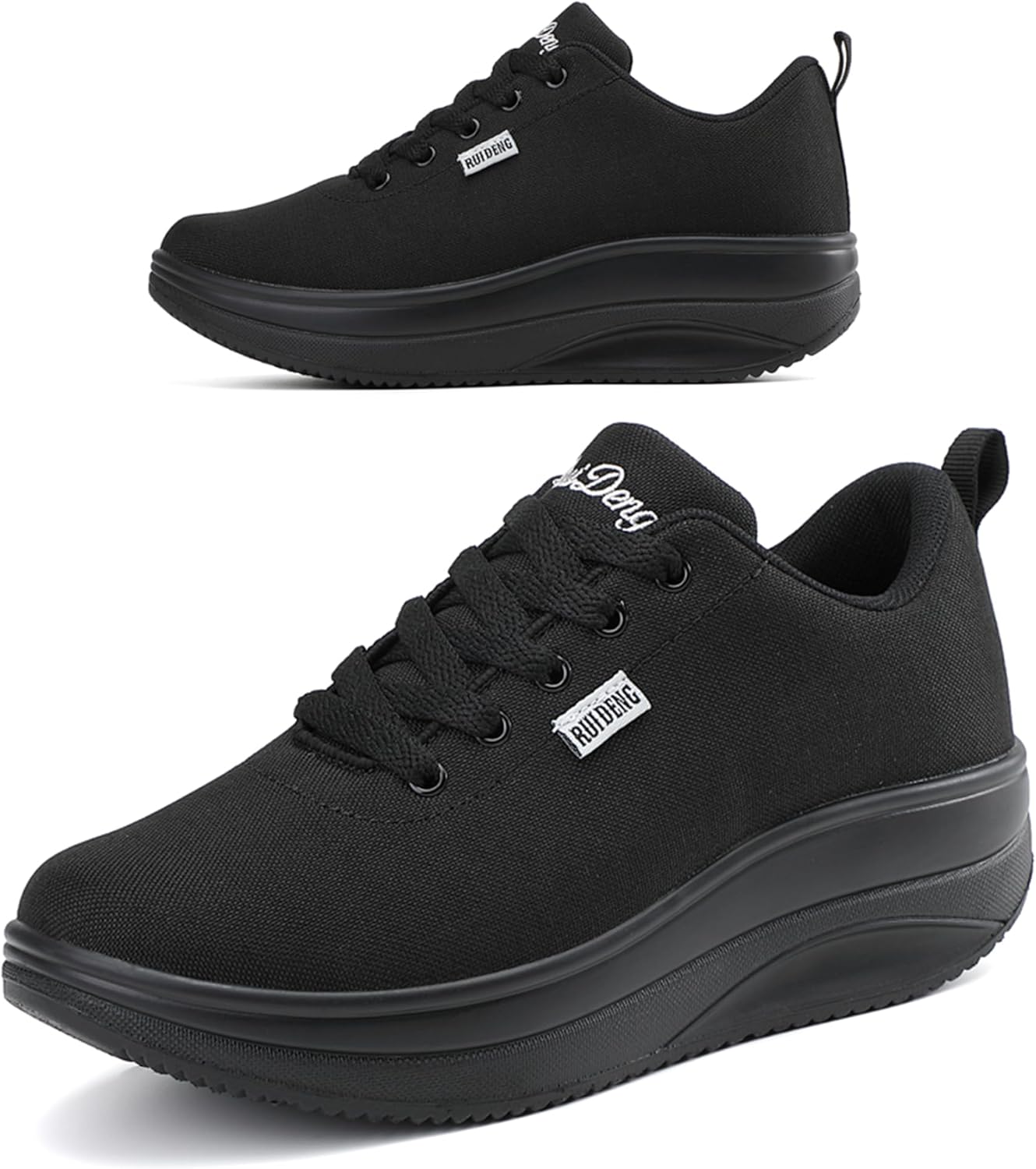 RUIDENG Walking Shoes for Women Air Cushion Nurse Slip Resistant Work Running Sneakers Platform Sneakers Comfortable Rocker Thick-Soled Weight Light