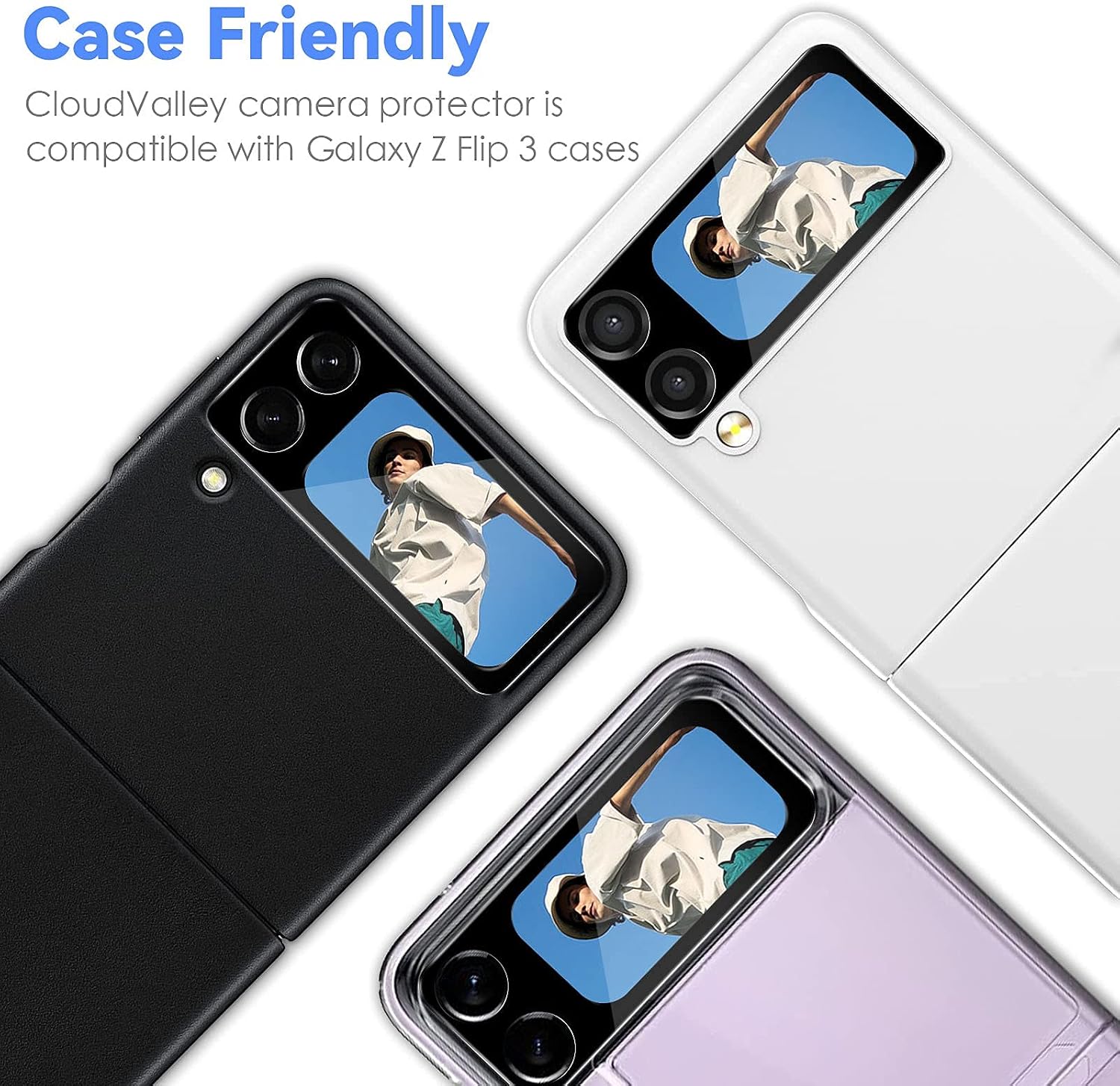 CloudValley for Samsung Galaxy Z Flip 3 Camera Lens Protector 2 Pack (Clear)