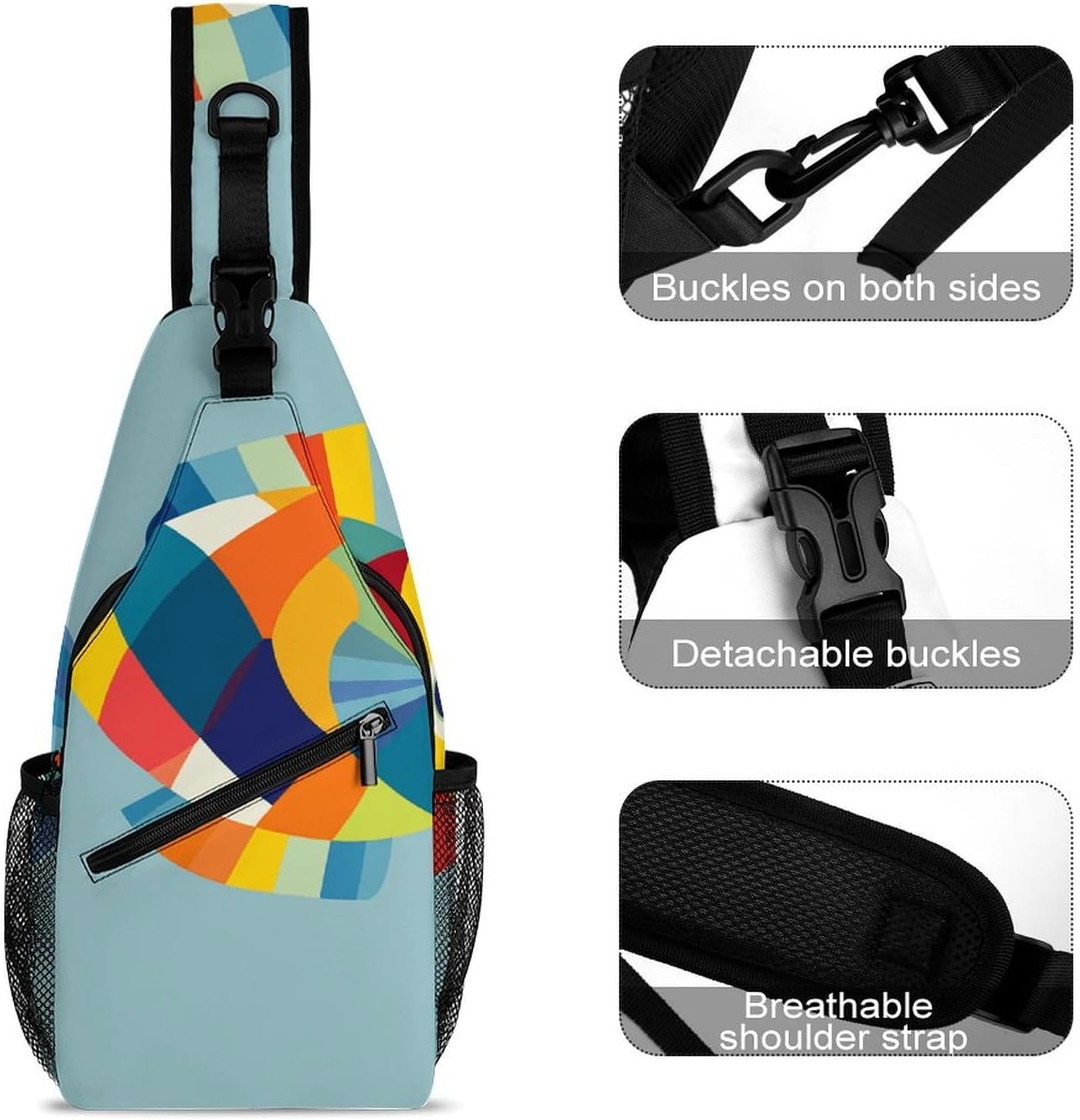 Shaped Fish Sling Crossbody Bag Lightweight Chest Shoulder Backpack for Outdoor Sports