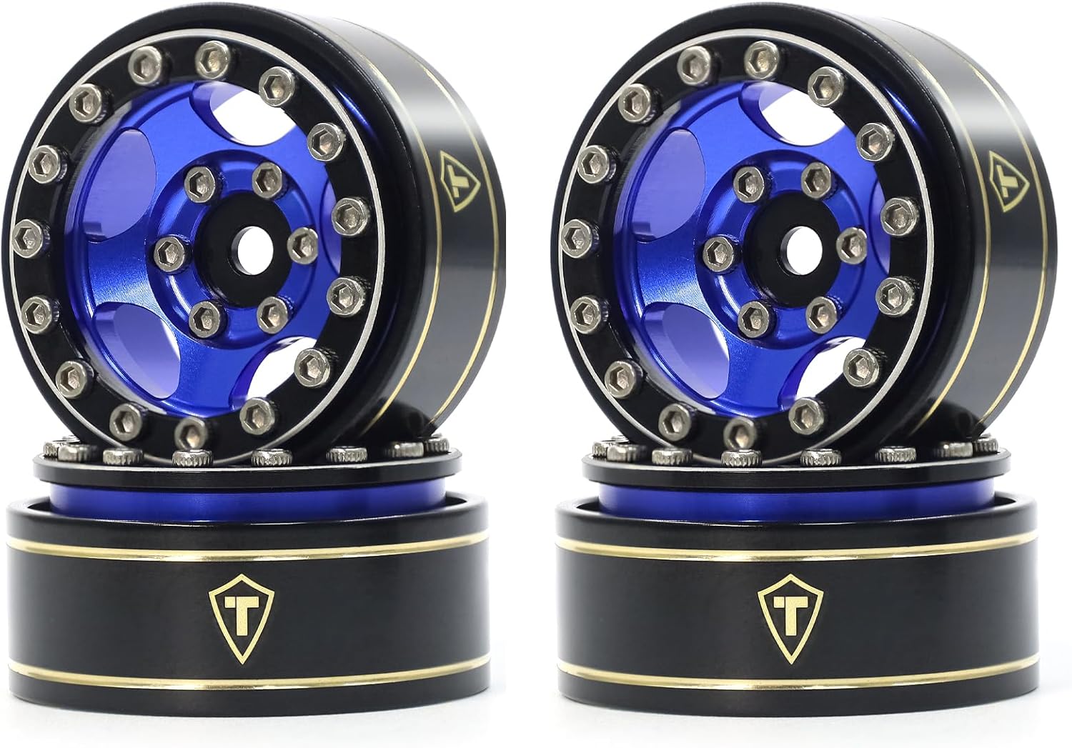 Treal 1.0 Beadlock SCX24 Wheels (4P) Classic 5-Star 1" Micro Bead lock Wheel for Axial 1/24 SCX24 Dodge Deadbolt C10 Gladiator Crawler 27.3g (Black-Black)