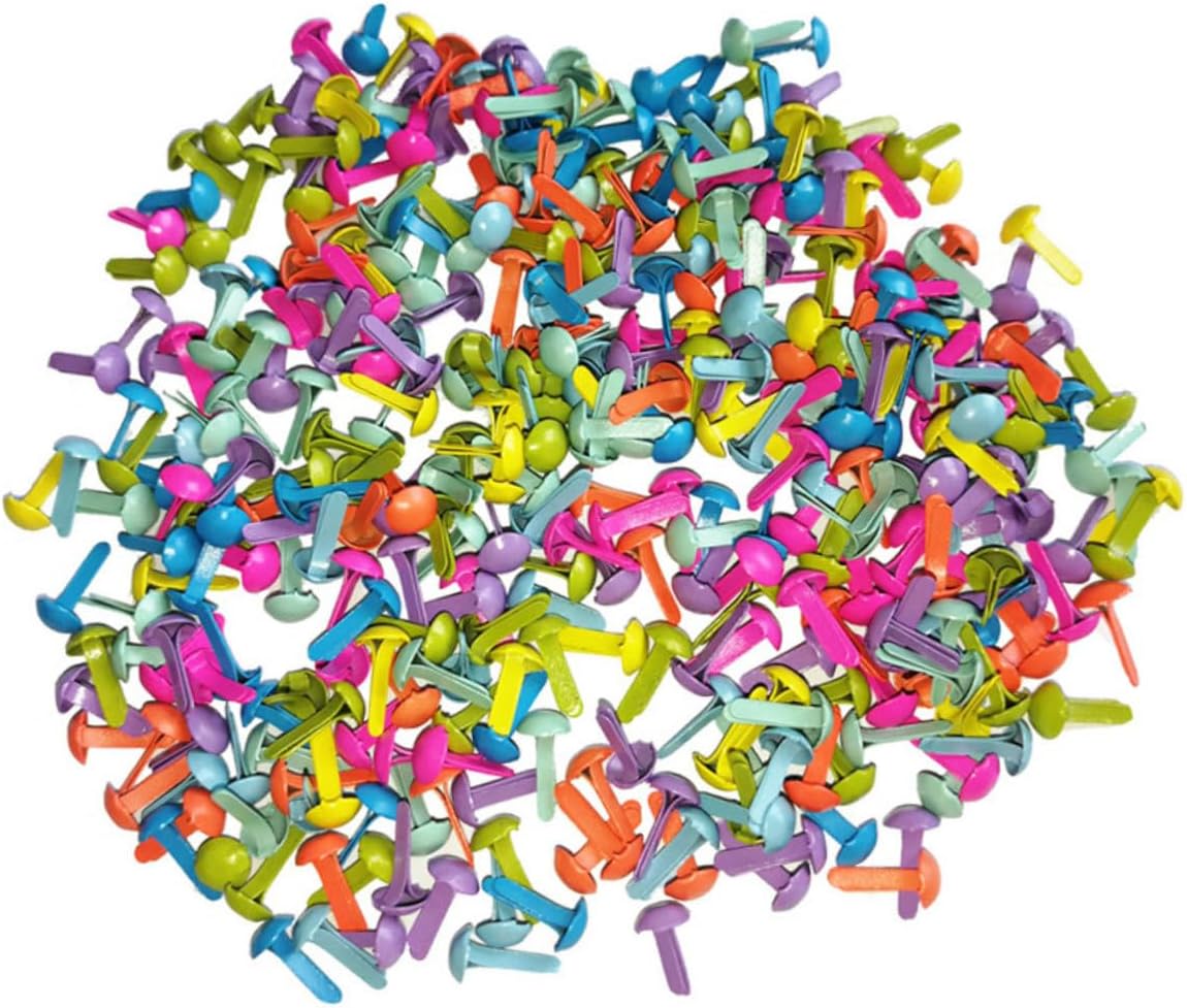 TEHAUX 300pcs Handmade Round Brads Colors for DIY Craft Boys and Girls Crafts and Scrapbooking Random Color