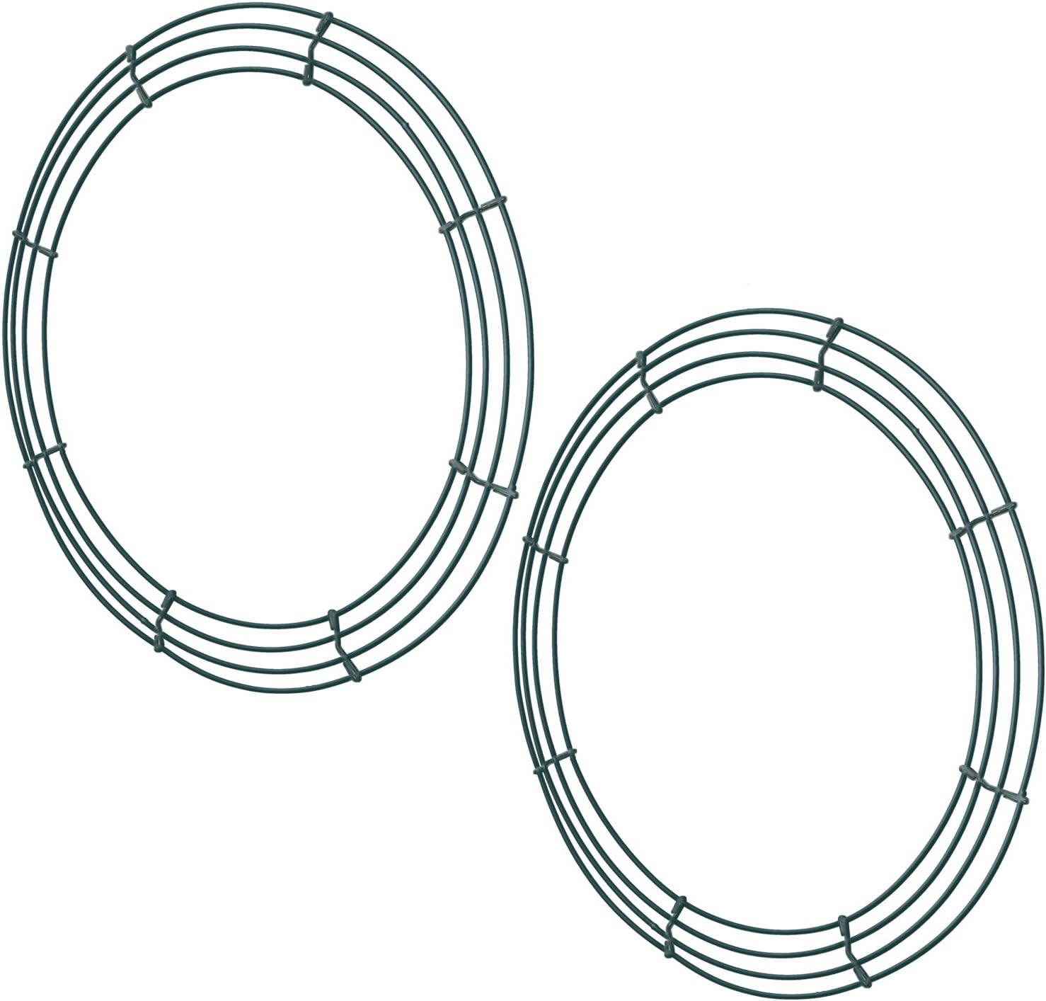 Sumind 2 Pack Wire Wreath Frame Wire Wreath Making Rings Green for New Year Valentines Decoration (16 Inch)
