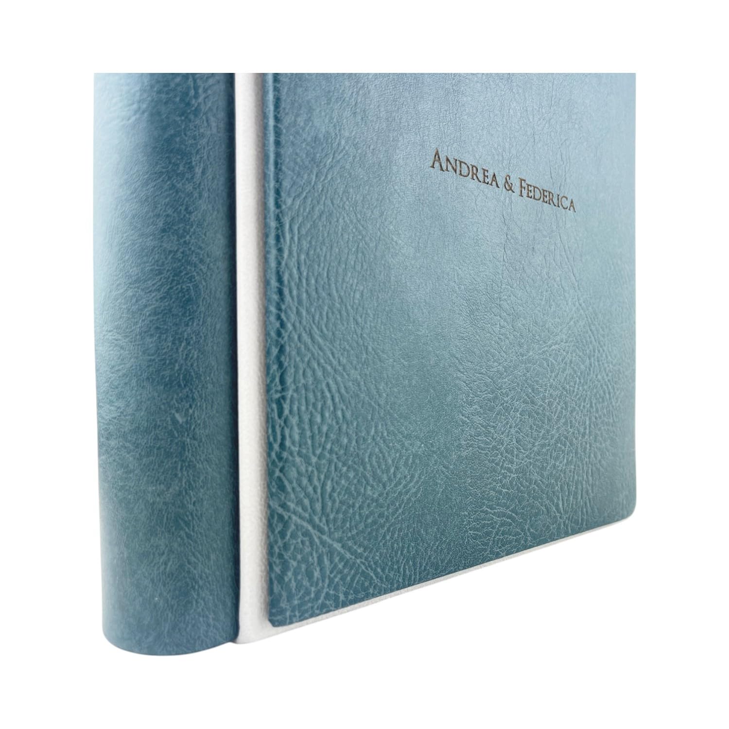 Album Fotografico Artigianale -Venus- in Similpelle pregiato,Personalizzabile con Incisione.Classico con velina,Matrimonio,Compleanno,Wedding,Anniversario,Comunione,eventi (Blu/Bianco, 23X23)
