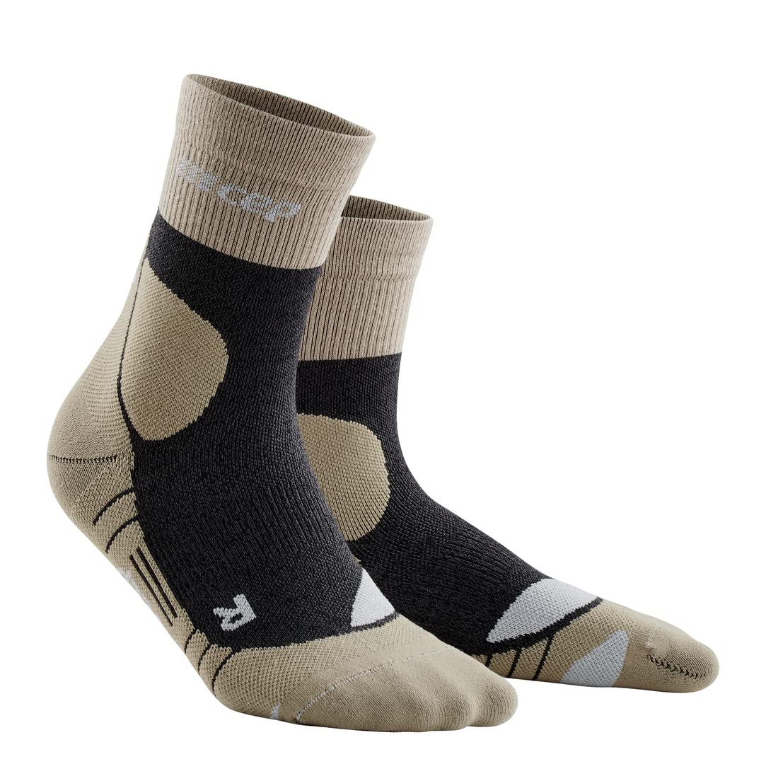 CEP Merino Wool Hiking Mid-Cut Socks, Sand/Grey, Women, IV (LG)