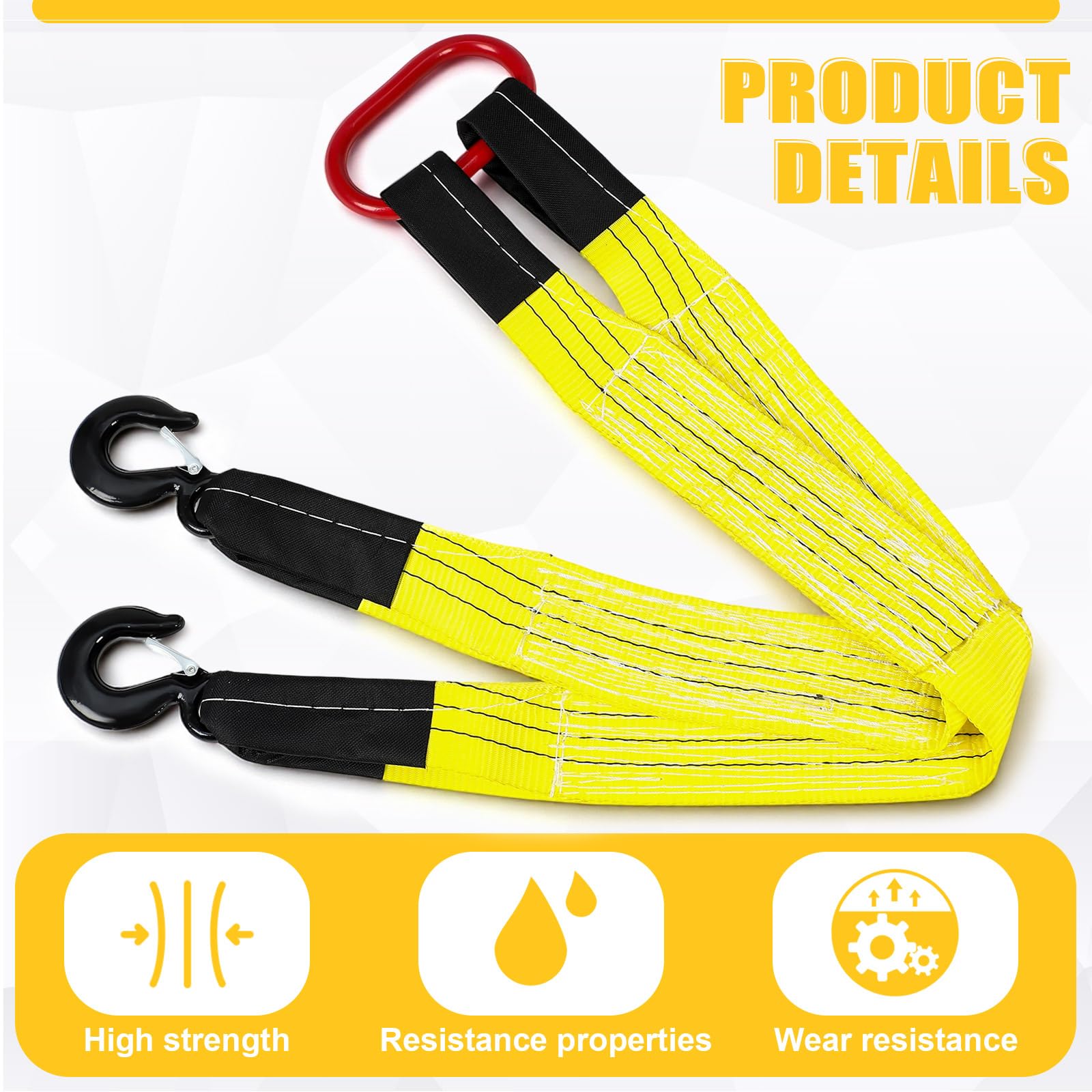 Lifting Slings Straps - 2 Pack, 3.3ft, Yellow -3 Lifting Slings Straps - 2 Pack, 3.3ft, Yellow -3