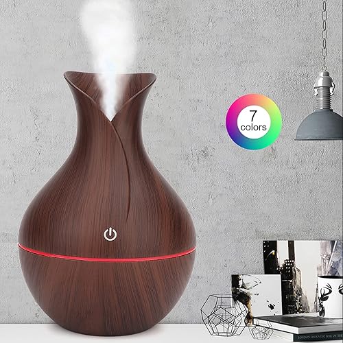 Difusor de aroma, difusor de aceite esencial, humidificador ultrasónico, difusor portátil de aromaterapia con niebla fría y 7 luces LED que cambian