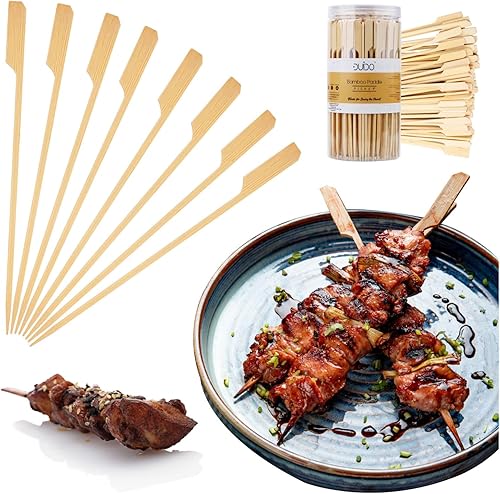 Pinchos de bambú palitos de madera (paquete de 220 7 pulgadas), brochetas ecológicas para barbacoabarbacoa Kebab aperitivos fruta Kabob Fondue