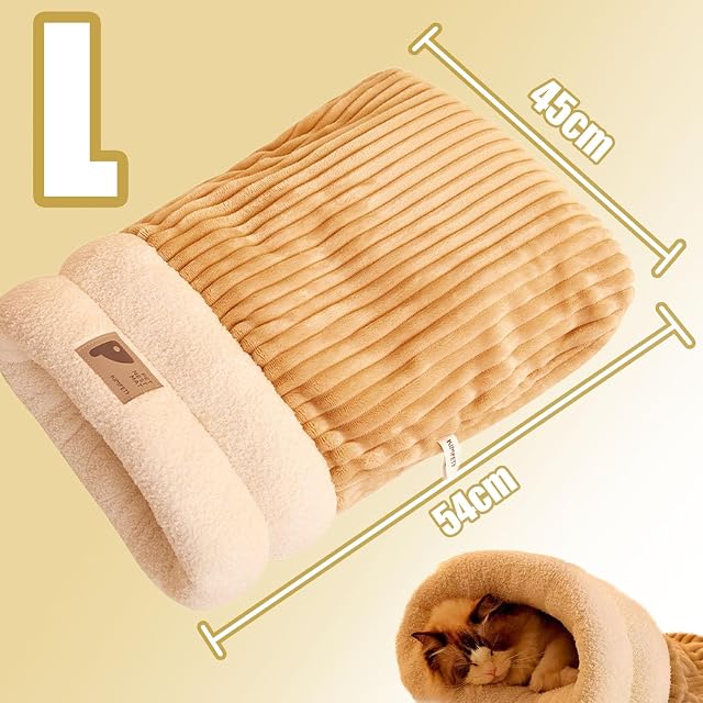 Foto 7 de 7 de Cat Sleeping Bag, Cama para Gatos Autocalentable, Saco de Felpa Suave, Gato Cave 360 ° Wrap Cómoda Captura