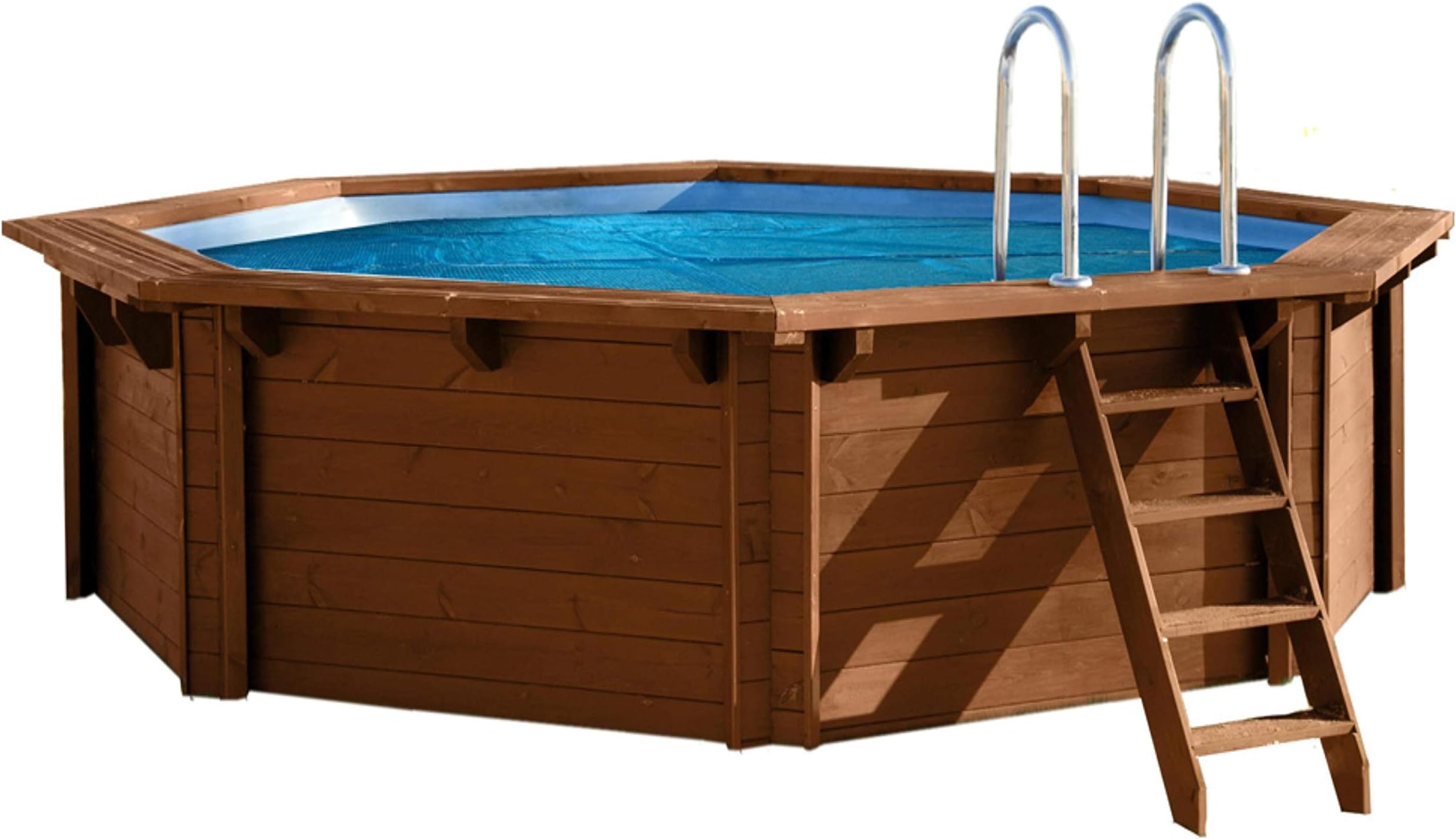 Interline 50700212 Bali on Set of Two Wooden Wall Round/4,40 m x 1.36 m Filter System with Filter and Erdeinbau Pool Balls 6 m³/h (Better Than Sand Filter System)