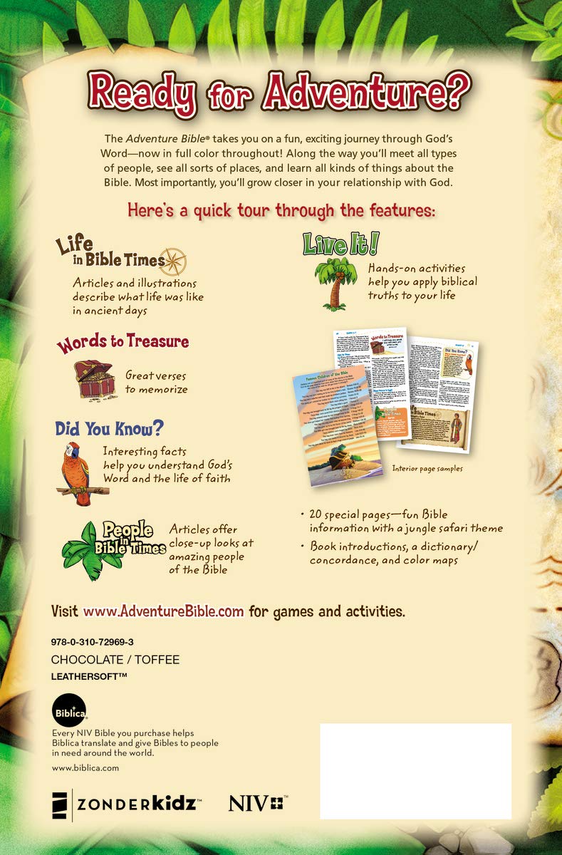 NIV, Adventure Bible, Leathersoft, Brown, Full Color