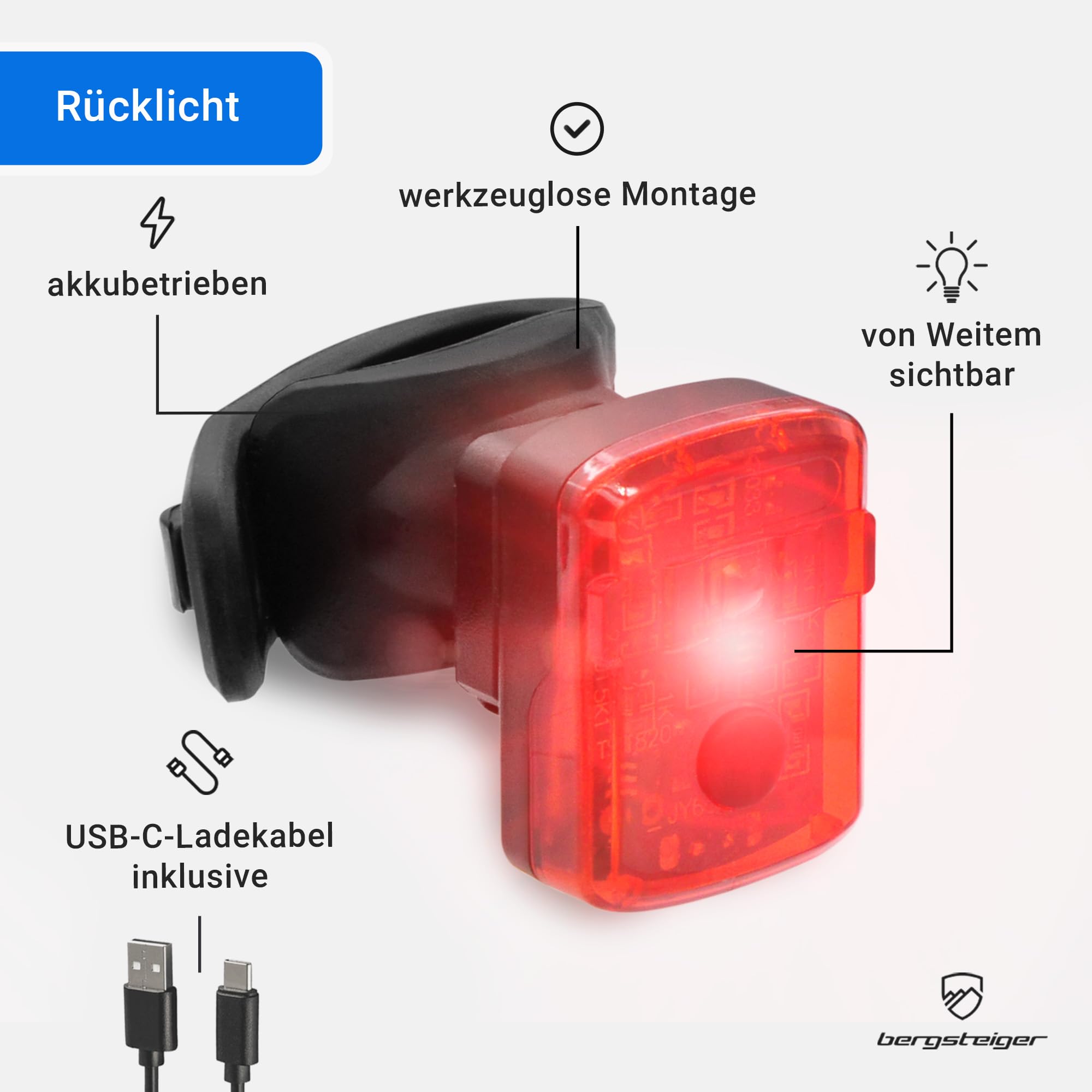 Bergsteiger Fahrradlicht, Licht LED Set, Lampenset, Fahrradbeleuchtung, Original Fahrrad-Zubehör