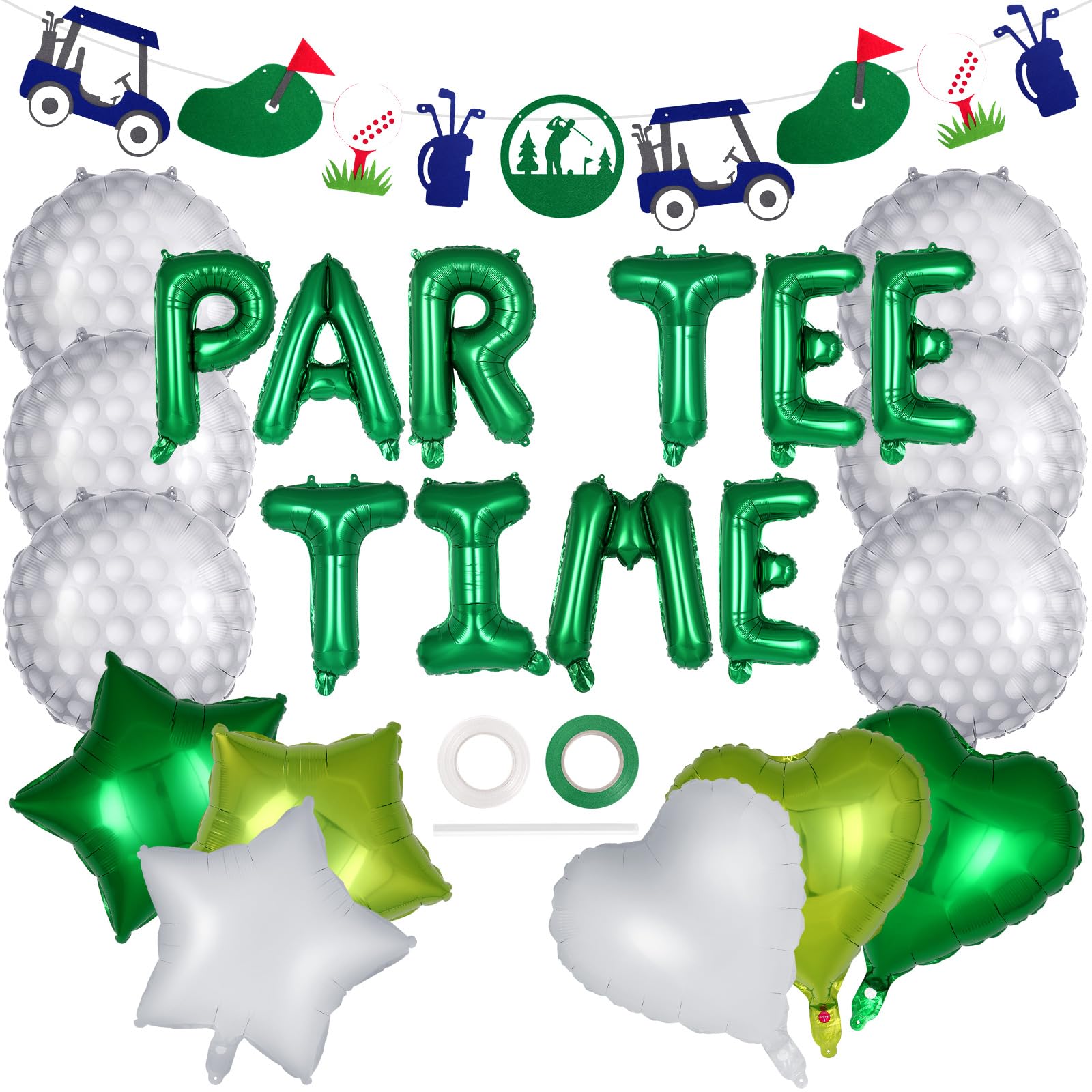 Photo 1 of 23 Pcs Let’s Partee Time Golf Party Decorations, Golf Balloons Banner Set, Sport Themed Party Supplies for Baby Shower, Retirement, Birthday Parties