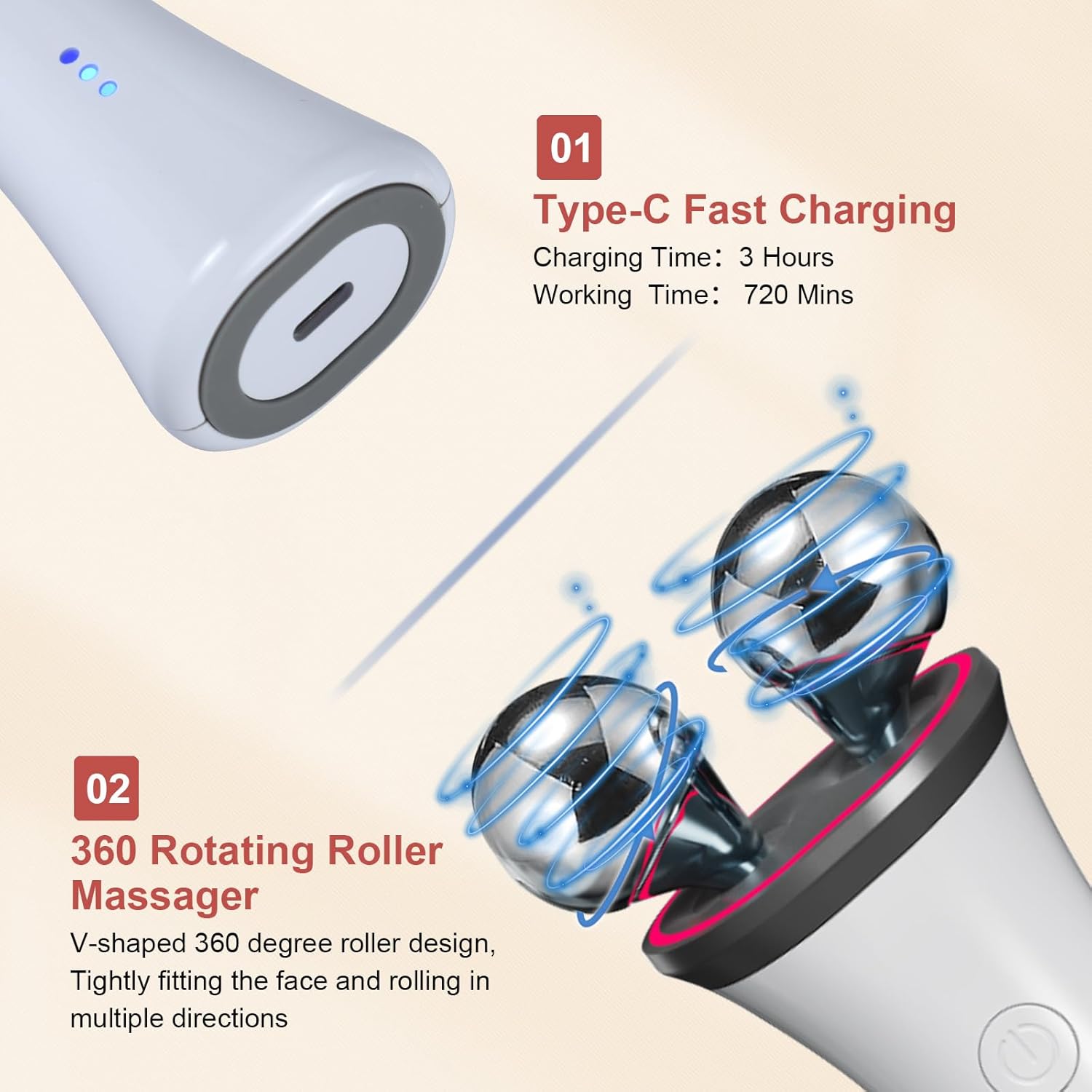 Microcurrent Facial Device - Electric Face Lifting & Toning for Face & Neck for Mother & Companion - Handheld Skin Care Device (White) - Image 3