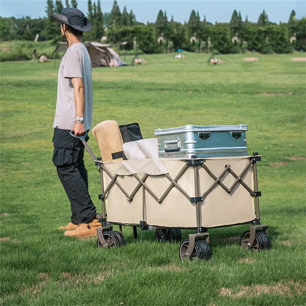Camping Cart 80L Folding Trolley Portable Shopping Pushcart Outdoor Picnic Beach Wagon Trailer Car