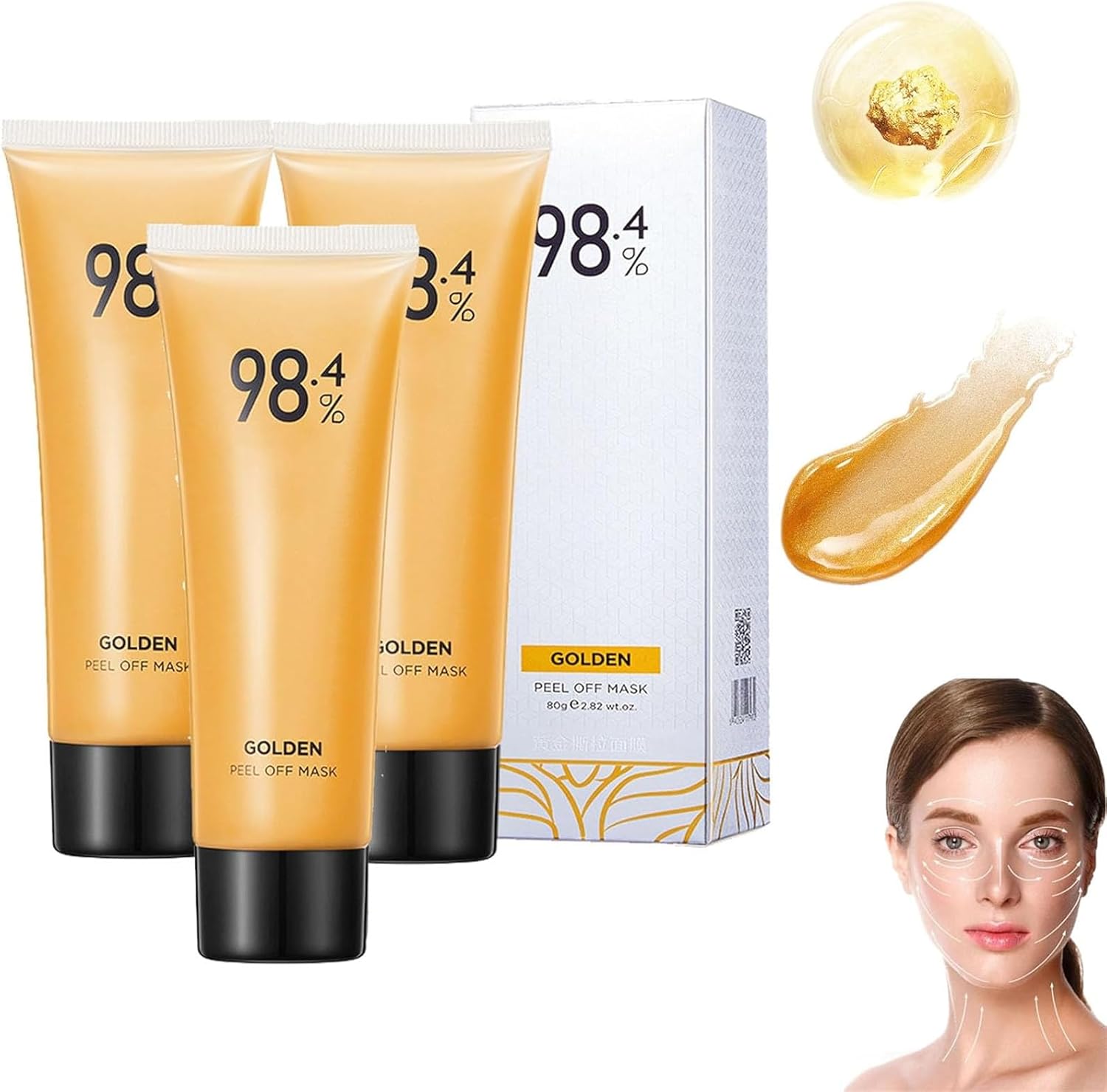 2024 Gold Foil PeelOff Mask 24k Gold Face Mask,98.4 Gold PeelOff