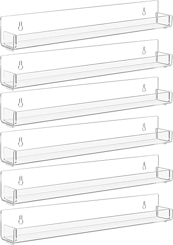 Miniatura 9 de 4 Pack Nail Polish Rack Wall Mounted Shelf with Removable Anti-Slip End Inserts,15 Inches Invisible Acrylic Floating Bookshelf for Kids Room,Picture