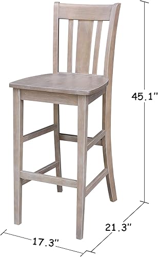 Miniatura 3 de International Concepts San Remo Taburete alto de bar, gris pardo lavado gris topo lavado,Hickory/piedra envejecida,Espresso,Hickory/carbón
