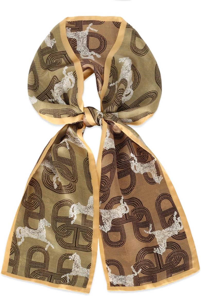 EXTREE Satin Scarf Mulberry Silk Printed Head Wrap Hair Band 5.9"" x 57""