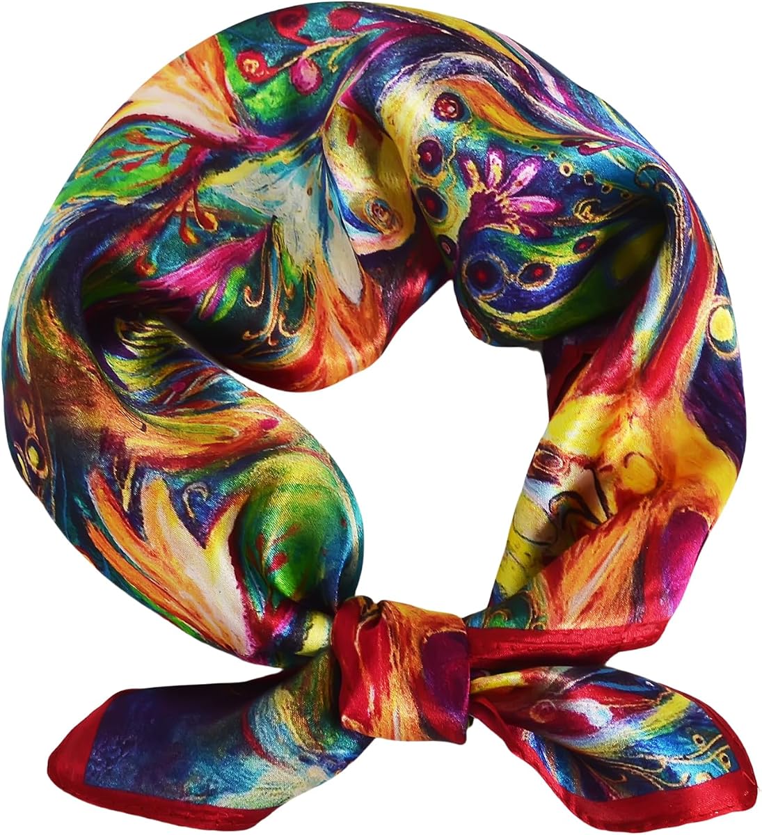 Bufanda de cuello 100% seda morera para mujer Pañuelo floral cuadrado de 21" | pañuelo suave y liviano, envoltura cuadrada 100% seda, multiusos como bufanda para el cuello, accesorio para el cabello o decoración de bolsos, regalo elegante para mujeres