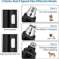 Vista 3 de Casfuy Dog Nail Grinder Upgraded - Professional 2-Speed Electric Rechargeable Pet Nail Trimmer Painless Paws Grooming & Smoothing for Small Medium