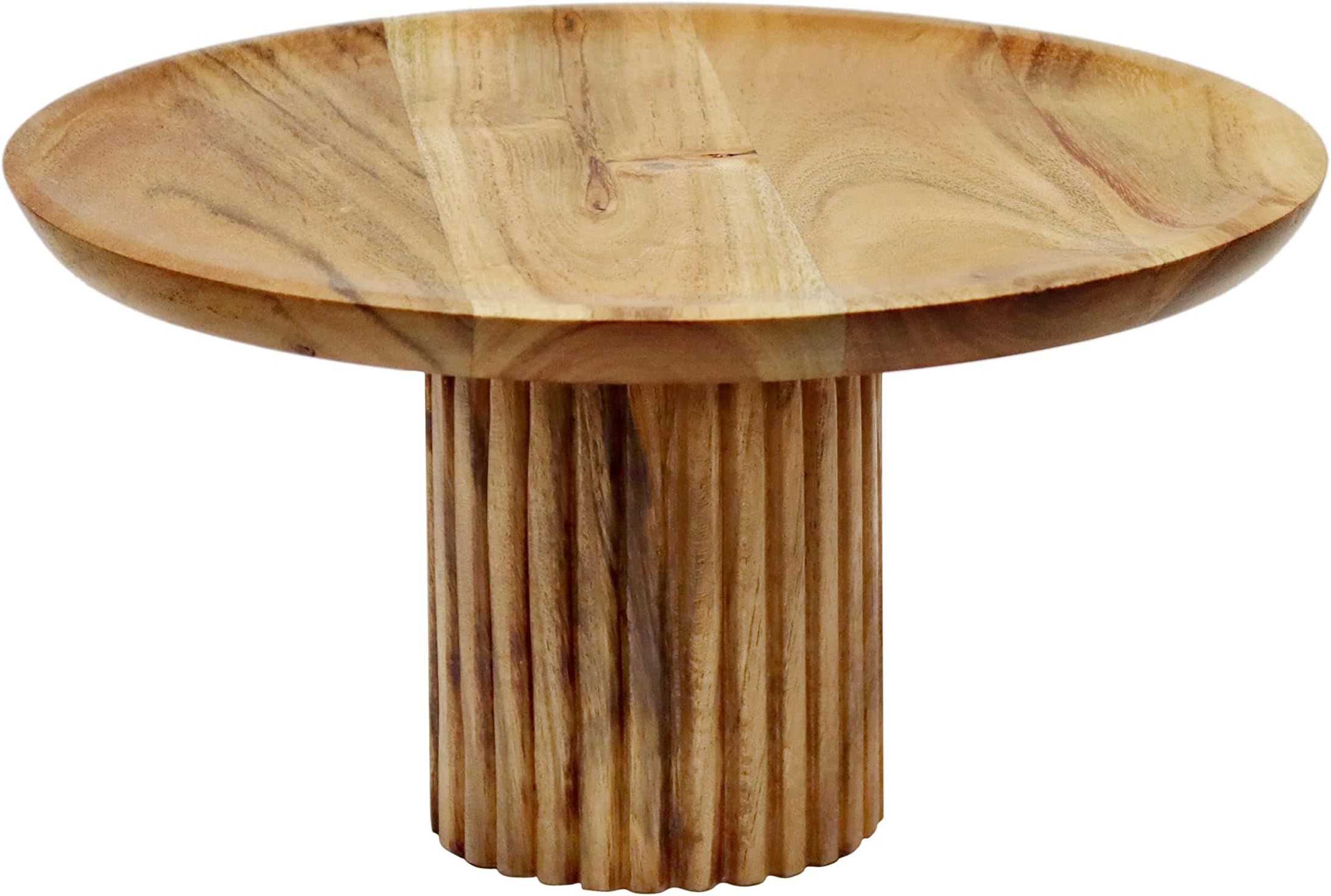 KRAFTYHOME Natural Wooden Cake Stand | Dessert Stand | Pedestal for Dining Table | Wooden Stand for Serving Cake, Dessert, Pizza, Cup Cakes, Muffins - 9.75 inch