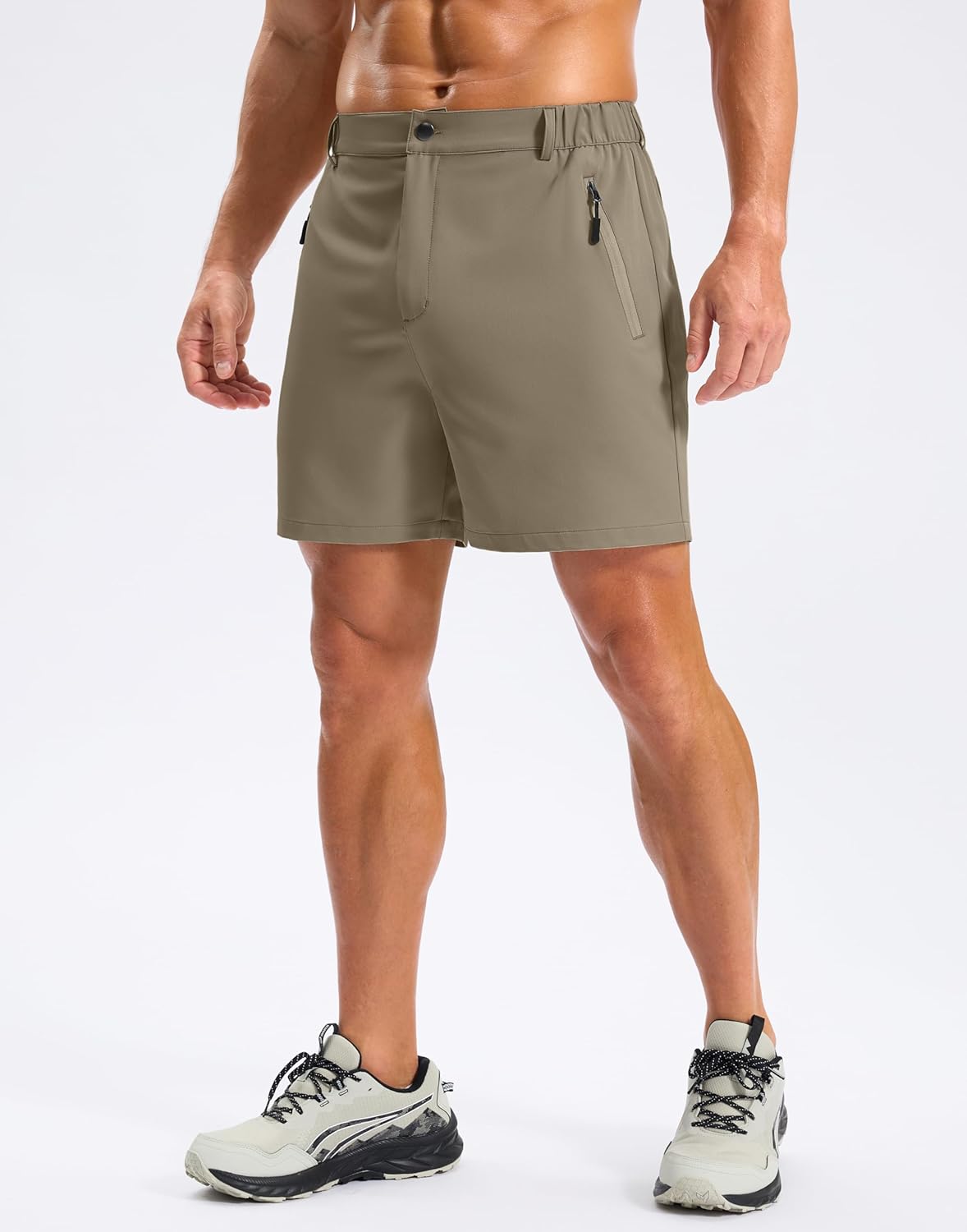 Pudolla Mens Hiking Shorts 5"/7"/9" Lightweight Quick Dry Casual Golf Shorts for Men Work Fishing with 3 Zipper Pockets - Image 2