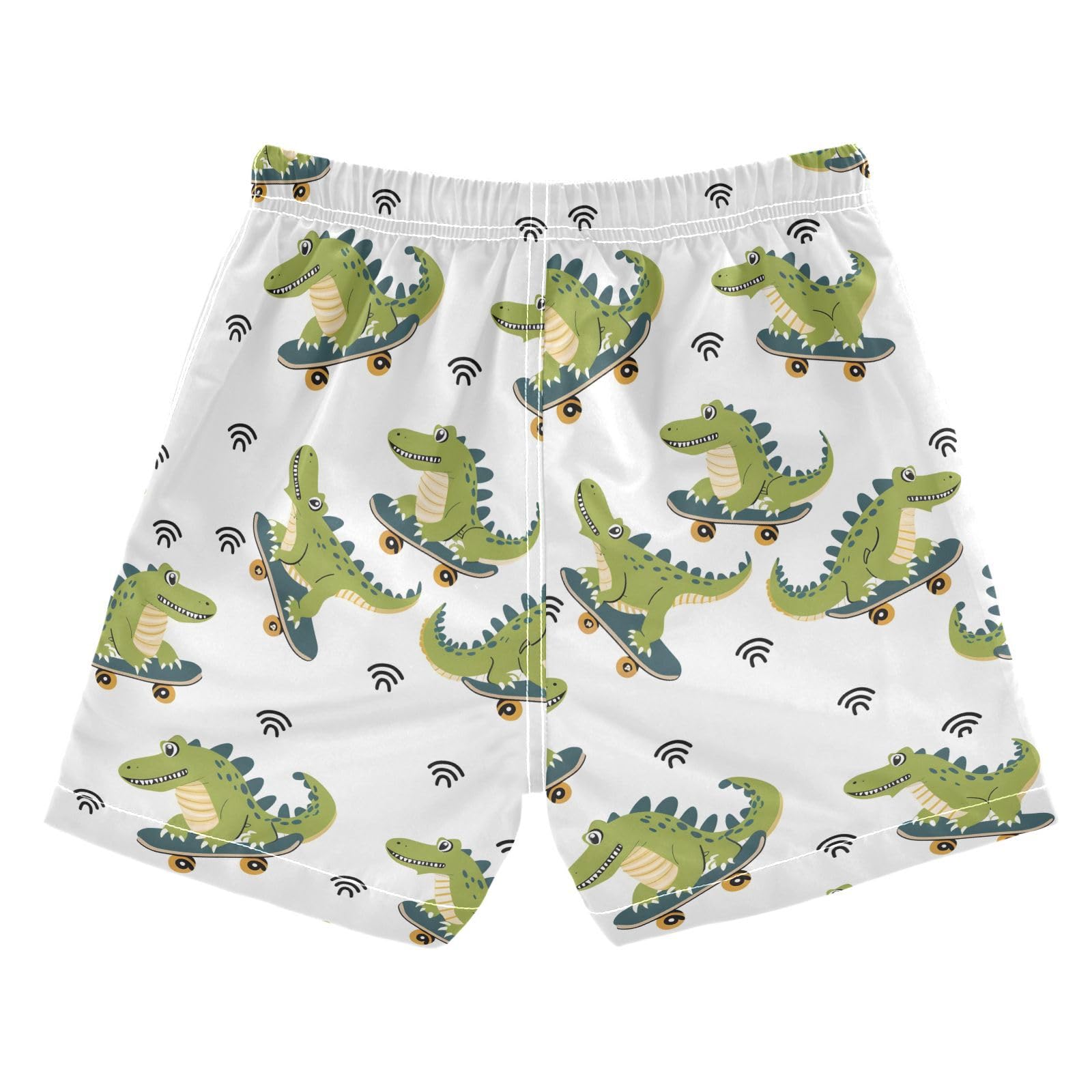ALAZA Cartoon Crocodile Animal White Boys Quick Dry Beach Board Shorts Kids Swim Trunks Bathing Suit Swimsuit 2T