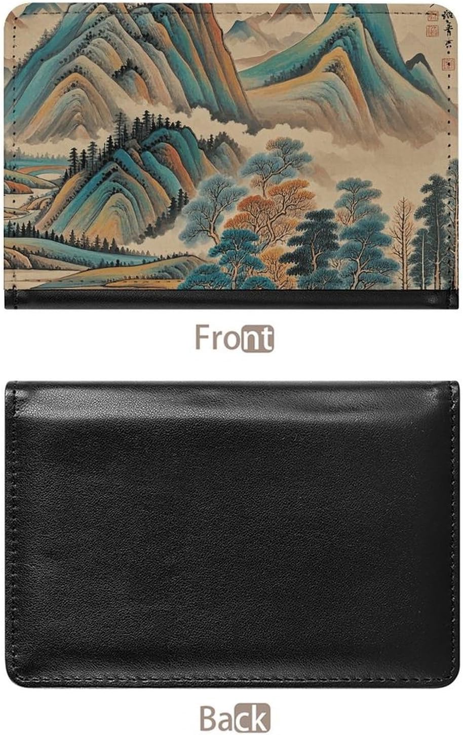 Cute Passport Holder for Travel,Personalized Multi-Functional Passport Cover with Card Slots,Slim Chinese Landscape Painting Printed Passport Wallet for Women Men