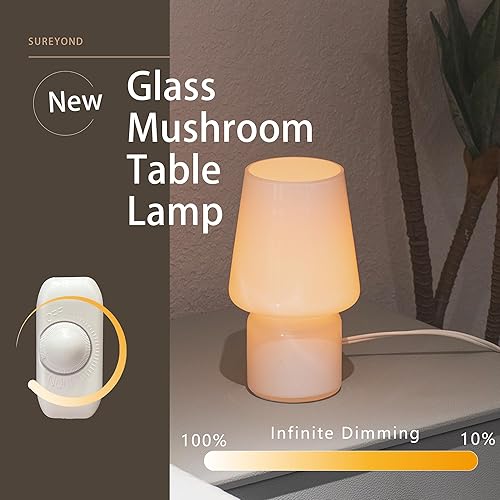 Miniatura 2 de Lámpara de hongo, regalo para el día de la madre, lámpara de mesa pequeña, bonita lámpara de mesa de noche para cocina, lámpara de mesa de cristal,