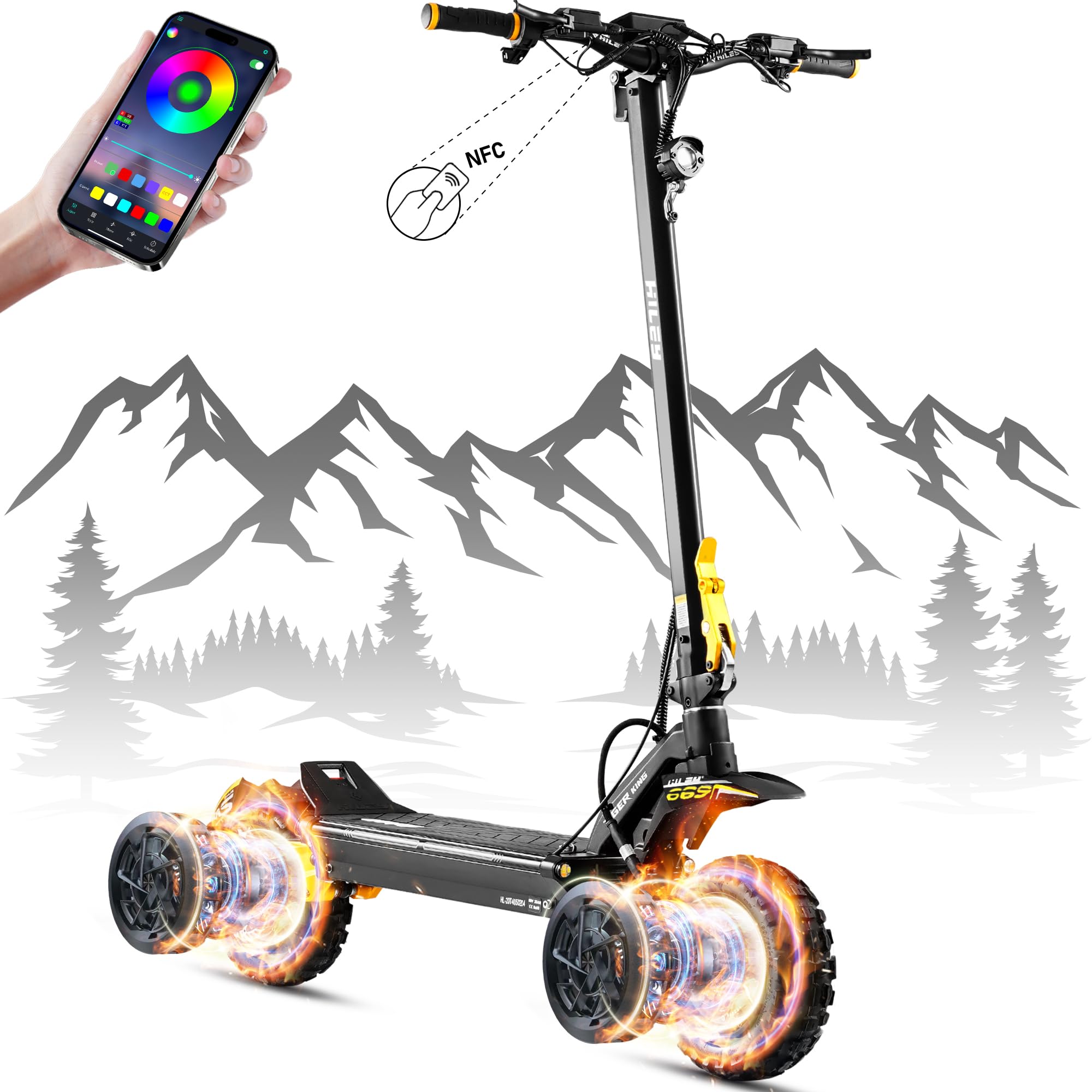 eAhora Tiger King 50Mph 5000W Dual Motor Electric Scooter for Adults 60V 27Ah Battery E Scooter 62Miles Long