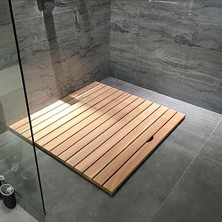 12 20 28 32 36 44 48 in Length Square Wooden Slat Shower Mat, Large Red Cedar Shower Pad Non Slip, Water-Resistant Wood Bathroom Floor Mats for Sauna Room(14 x 32in)