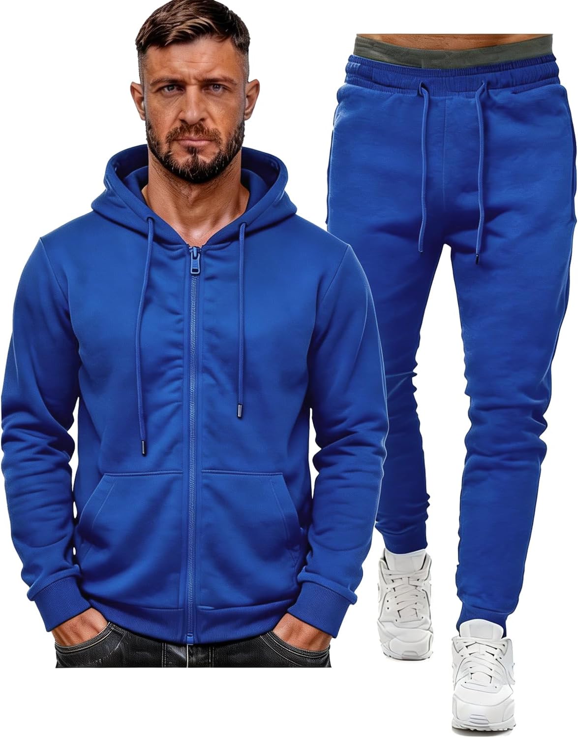 TUVEKE Mens Sweatsuit Casual Sweat Suits for Men 2 Piece Jogging Suits Sets Full Zip Hoodie and Pants Track Suits Mens Set