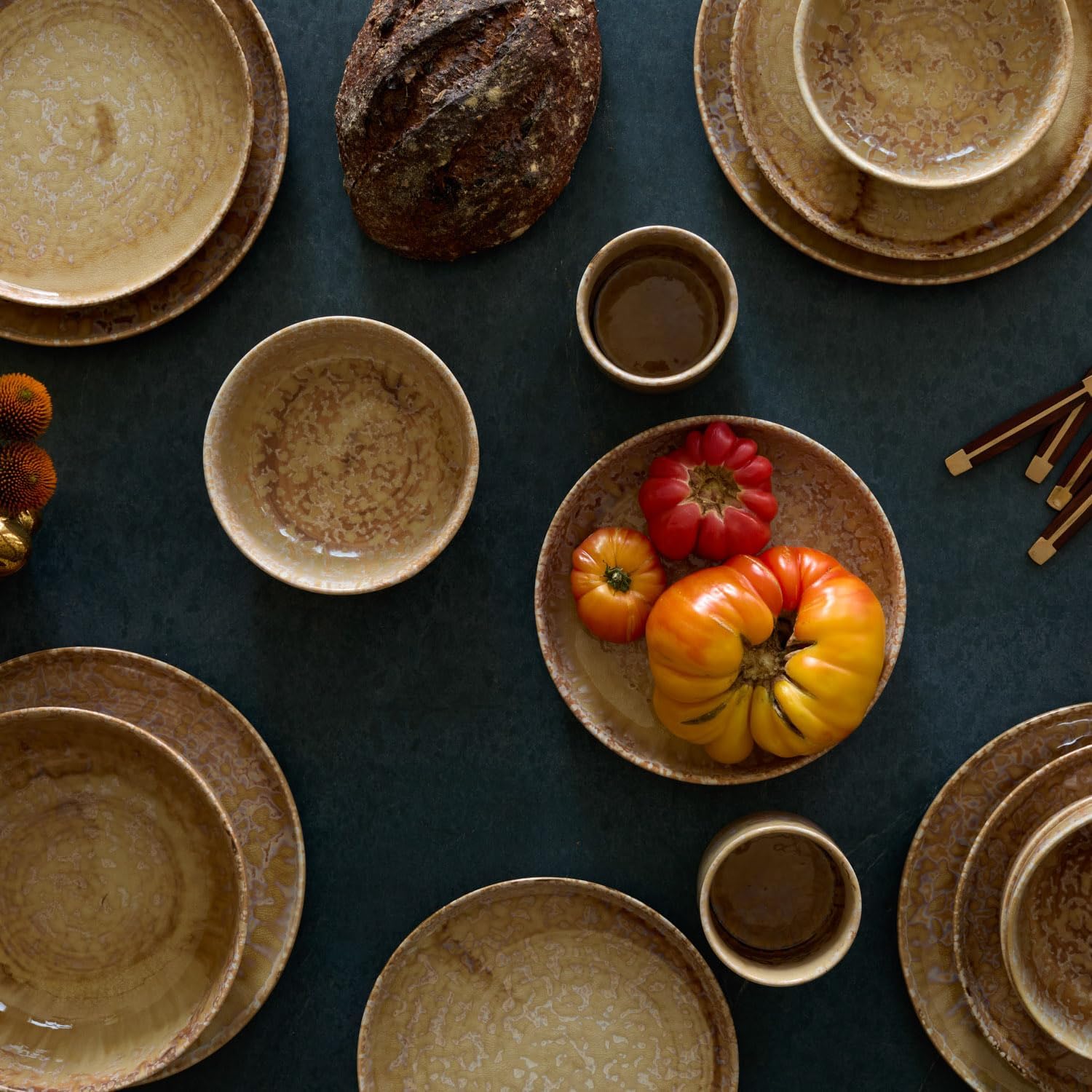 LEMIEUX ET CIE Hanami 2-Piece Service Bowl Set Stoneware, Bowls, Dishwasher Safe, Dish Set for 2, Beige