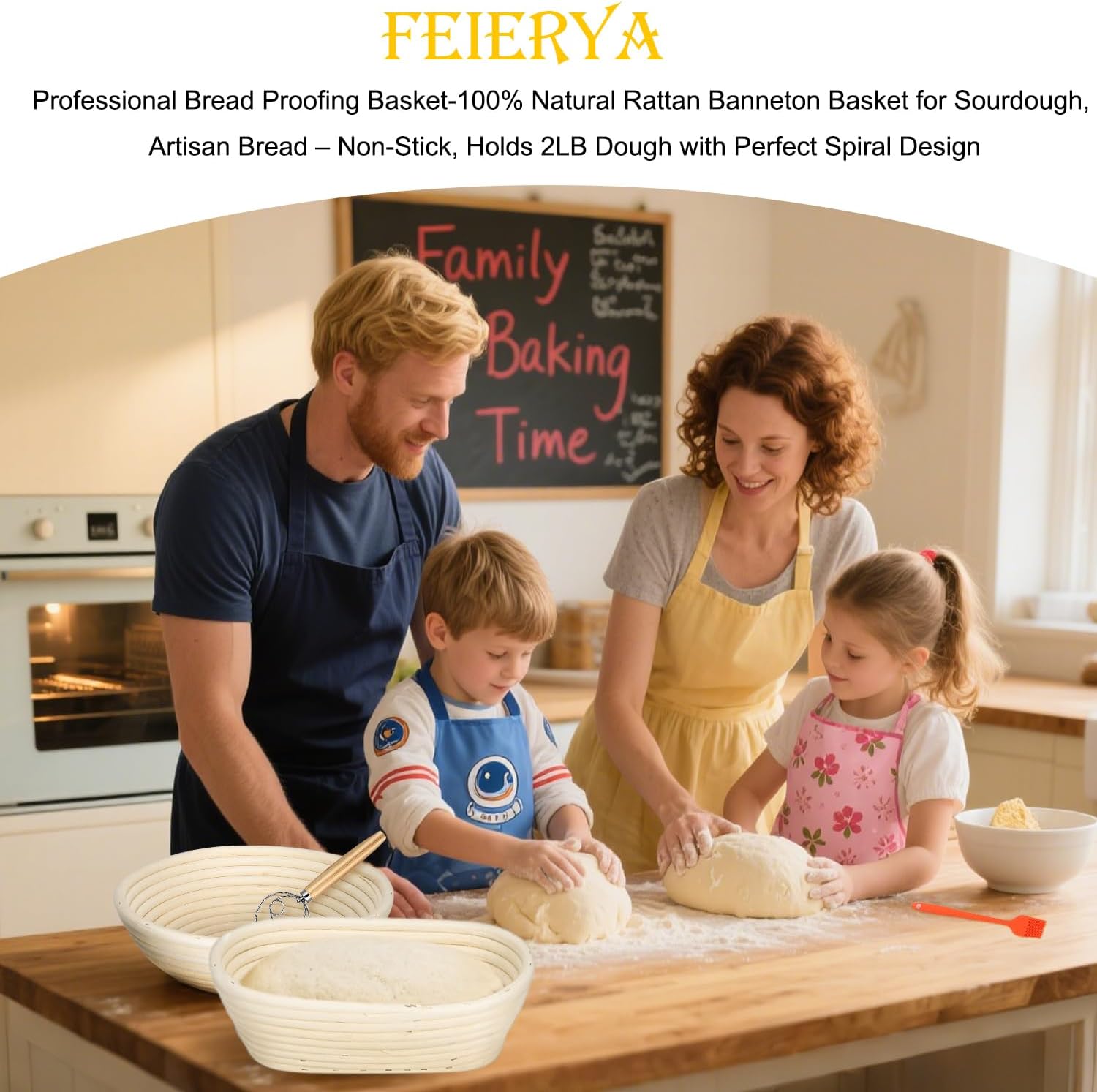 Banneton Bread Proofing Basket Set with Liners,9 Inch Round & 10 Inch Oval Sourdough Baking Kit for Professional & Home Use