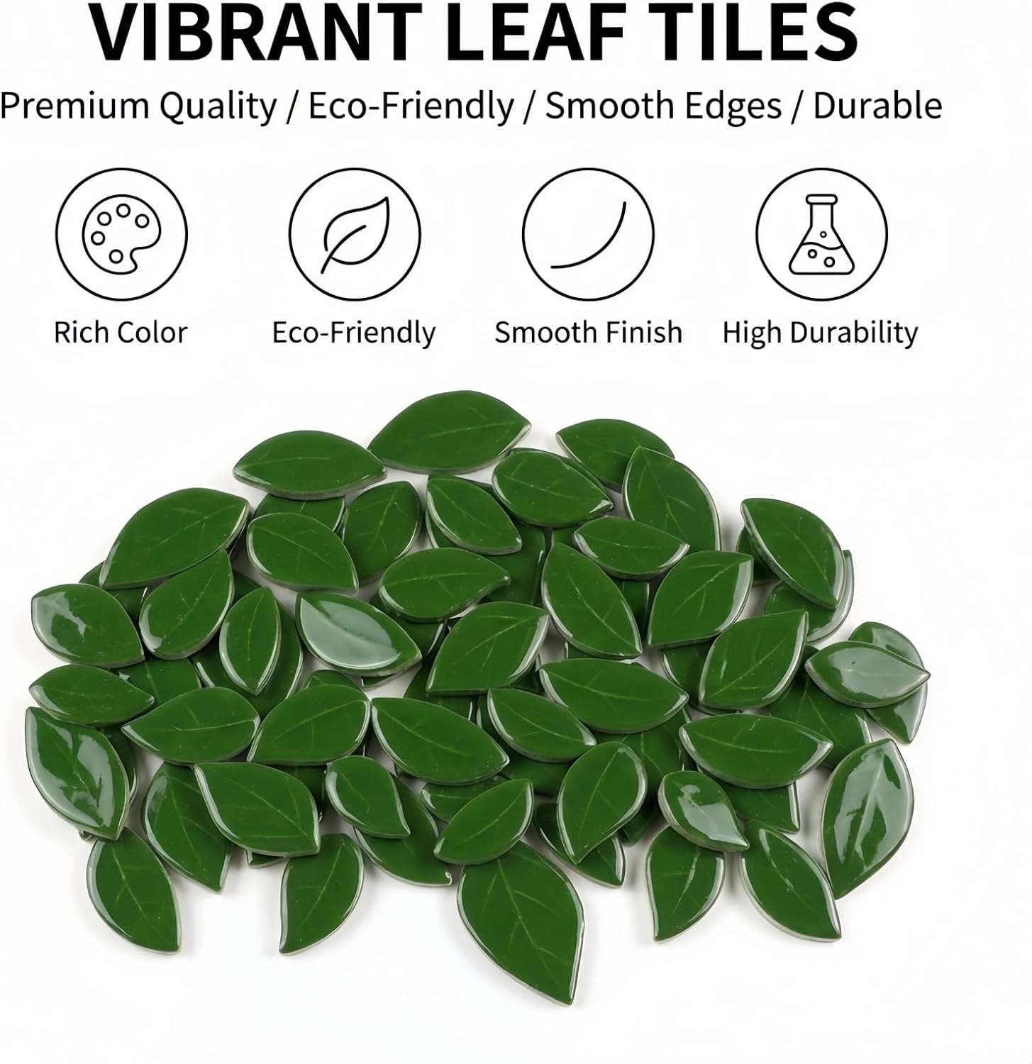 200g/7oz Colorful Leaves Ceramic Mosaic Tiles, DIY Creative Leaf Mosaic Tiles, DIY Handmade Plate vase Cup, Mosaic Crafting Supplies-Green