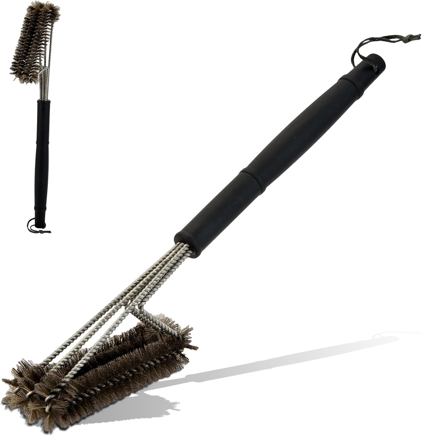 Alpine Cuisine Stainless Steel Grill Brush 18-Inch with PP Handle, Durable Scraper Barbecue Grill Cleaning Brush, Triple Scrubber Bristle-Free, 3X Cleaning Head & Modern Hang Tag Packing Design