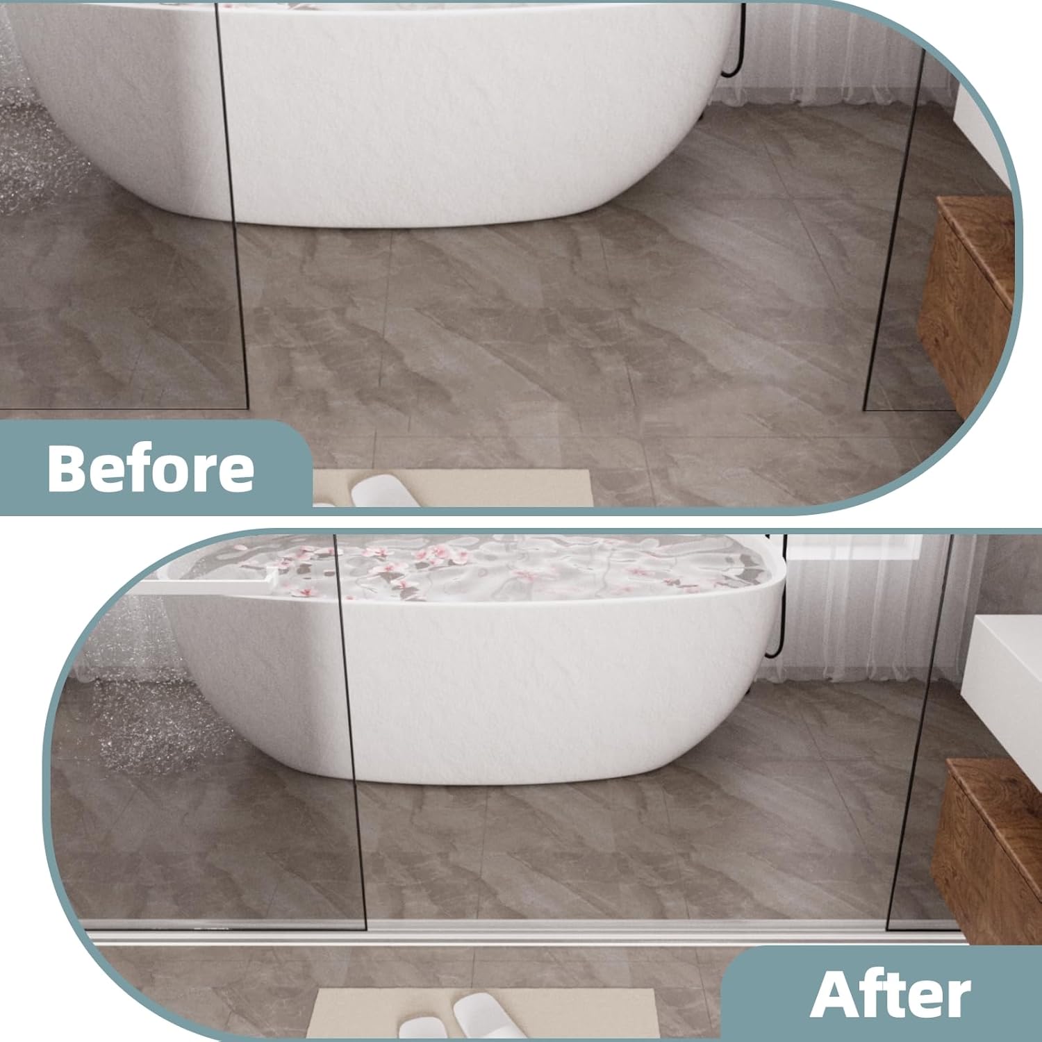 118Inch New Shower Threshold Water Dam Barrier,Collapsible Self-Adhesive Silicone Shower Water Guard for Bathroom Bathtub and Kitchen,Shower Water Blocker Suitable for Wheelchair Acces(Transparent)