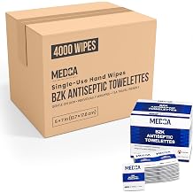 Hand Wipes Pack of 4000 Benzalkonium Chloride Swabs Individual BZK Single-Use Packets by MEDca