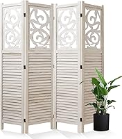 Vista 10 de Divisor de habitación de madera tallada, divisor de pared interior plegable portátil, pantalla de partición para hogar, oficina, jardín, terraza - 6