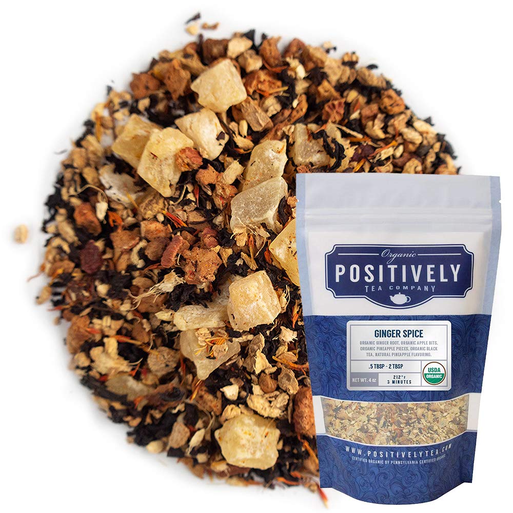 Organic Positively Tea Company, Ginger Spice Black Tea, Loose Leaf, 4 Ounce