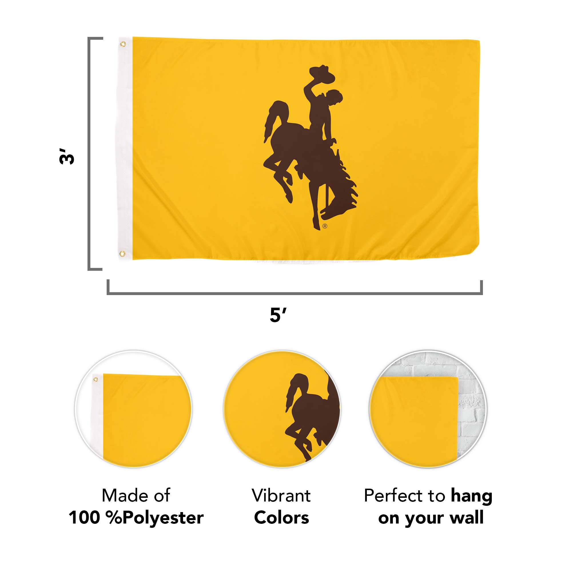 Wyoming - Juego de banderas de jardín (madera, diseño Wyoming - Juego de banderas de jardín (madera, diseño