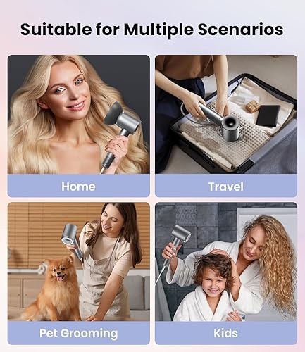Miniatura 9 de Secador de pelo 150000 RPM Secador de soplado iónico profesional portátil de alta velocidad para secado rápido, cuidado de 500 millones de iones