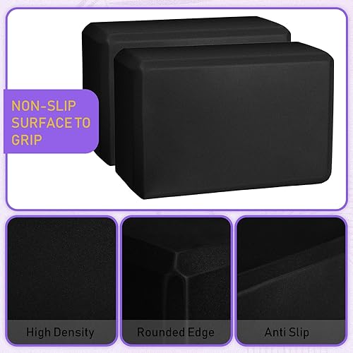 Miniatura 6 de Wettarn Paquete de 6 bloques de yoga de 9 x 6 x 4 pulgadas, espuma EVA, ligeros, antideslizantes, accesorios de yoga para yoga, pilates,