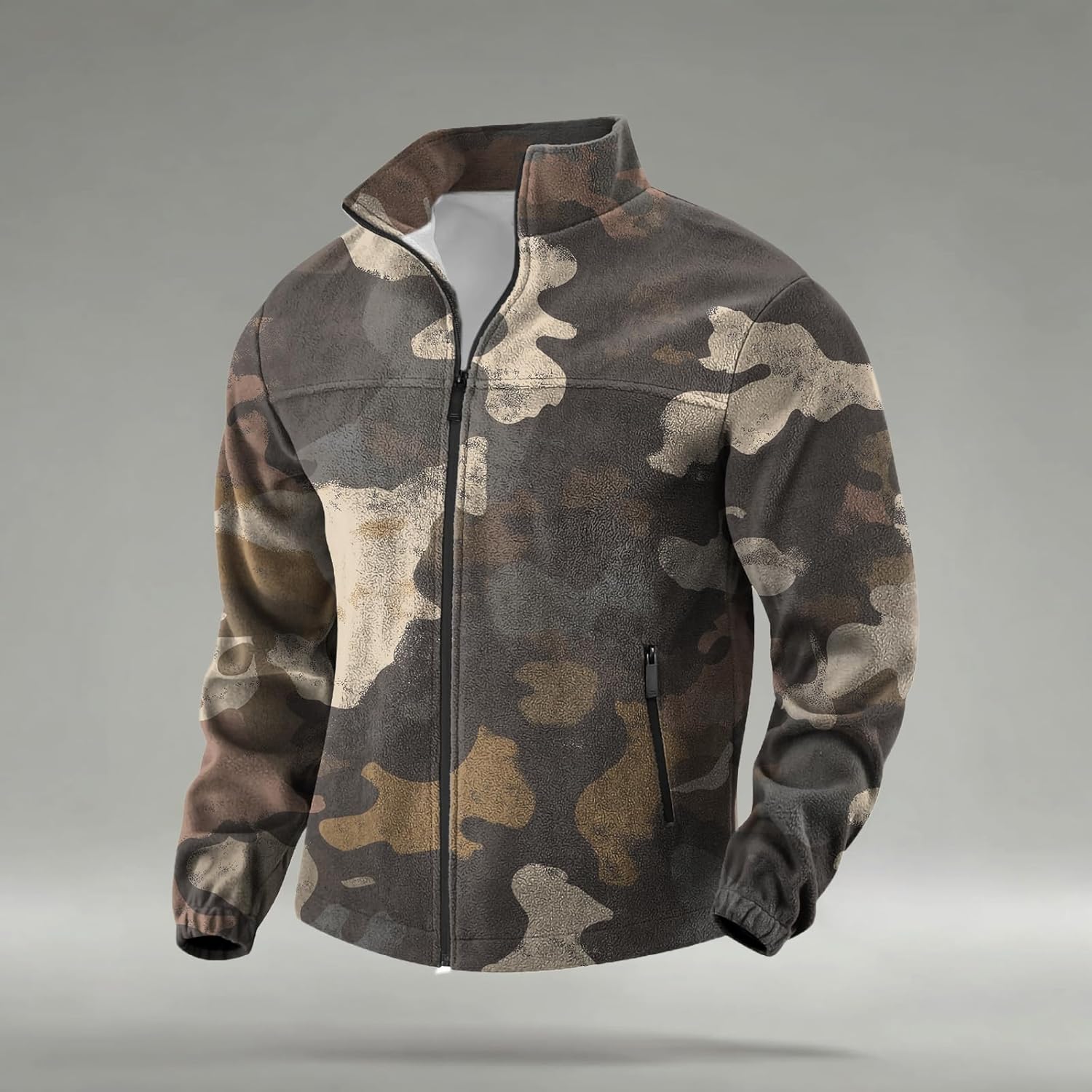 Full-Zip Retro Novelty Print Sweatshirt Mens Big and Tall Cool Camping Outdoor Activities Hoodies - Image 2