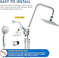 Vista 6 de Ryamen Combo de cabezal de ducha doble, cabezal de ducha de lluvia de alta presión de 8 pulgadas con rociador de mano, cabezal de ducha de mano de 6