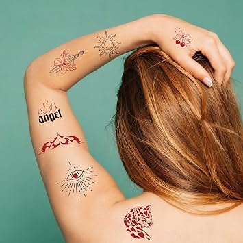 3 Sheets Temporary Tattoos for Women, Fine Line Realistic Fake Tattoos, Minimalist Gothic Body Art Stickers, Tiger Snake Angel Designs for Hand Arm Shoulder, Halloween Costume Party Gifts