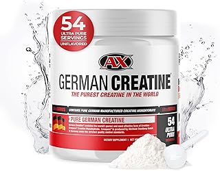 German Creatine - Micronized Creatine Monohydrate Powder, 99.99% Pure Creapure for Muscle Growth, Strength & Performance, Supports Muscle Recovery, 3rd Party Tested, Unflavored - 270g (54 Servings)