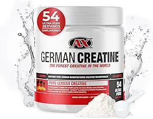 German Creatine - Micronized Creatine Monohydrate Powder, 99.99% Pure Creapure for Muscle Growth, Strength & Performance, Supports Muscle Recovery, 3rd Party Tested, Unflavored - 270g (54 Servings)